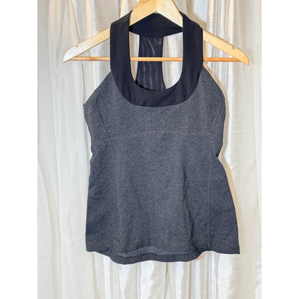 Lululemon Tank Top Womens 6 Gray Heathered Mesh Racerback Built In Bra